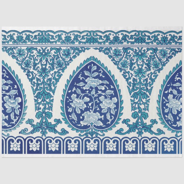 Motiv im marokkanischen Blau-Weiß Seidenpapier (Vorderseite)