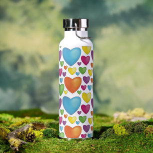 Motiv mit bunten Herzen mit plastischer Wirkung Trinkflasche