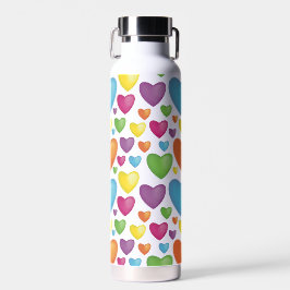Motiv mit bunten Herzen mit plastischer Wirkung Trinkflasche