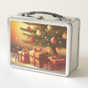 Motiv, mit Geschenken unterm Weihnachtsbaum 37016 Metall Brotdose