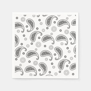 Motiv: Paisley Schwarz-Weiß Serviette