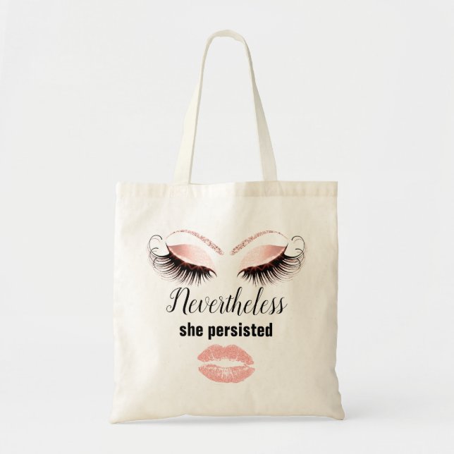 Motivate Lashes Kiss Lips Benutzerdefinierte Rose Tragetasche (Vorne)