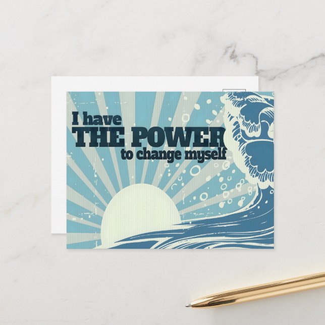 Motivation Affirmation "Der Power zu verändern" Postkarte (Vorderseite/Rückseite Beispiel)