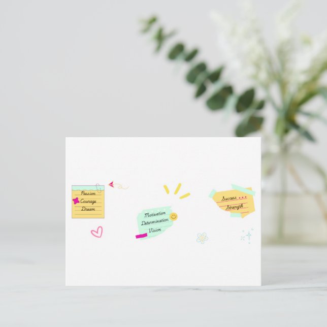 Motivation and positive vibes postkarte (Stehend Vorderseite)