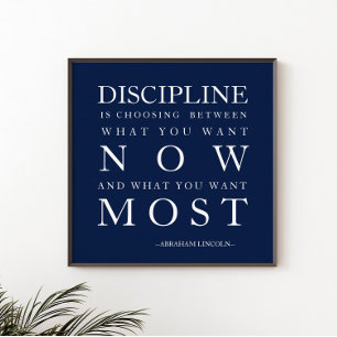 Motivation Disziplin Navy Blau Weiß Poster
