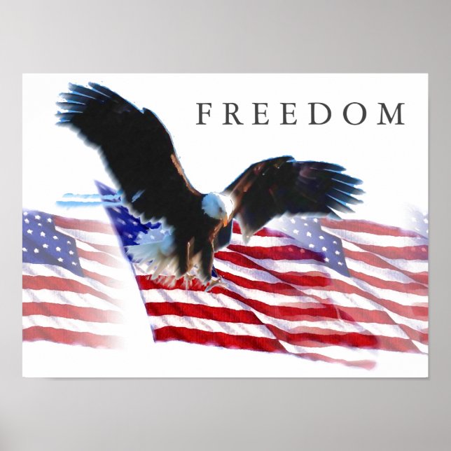 Motivation Freedom Eagle Landung US Flag Patriotic Poster (Vorne)