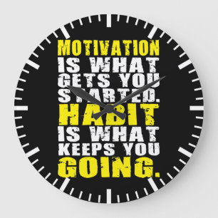 Motivation gegen Gewohnheit - motivierend Wörter Große Wanduhr