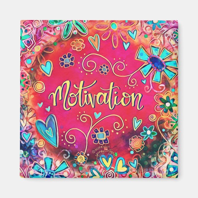 Motivation Hübsch Pink Floral Moderne Inspiritivit Magnet (Vorne)