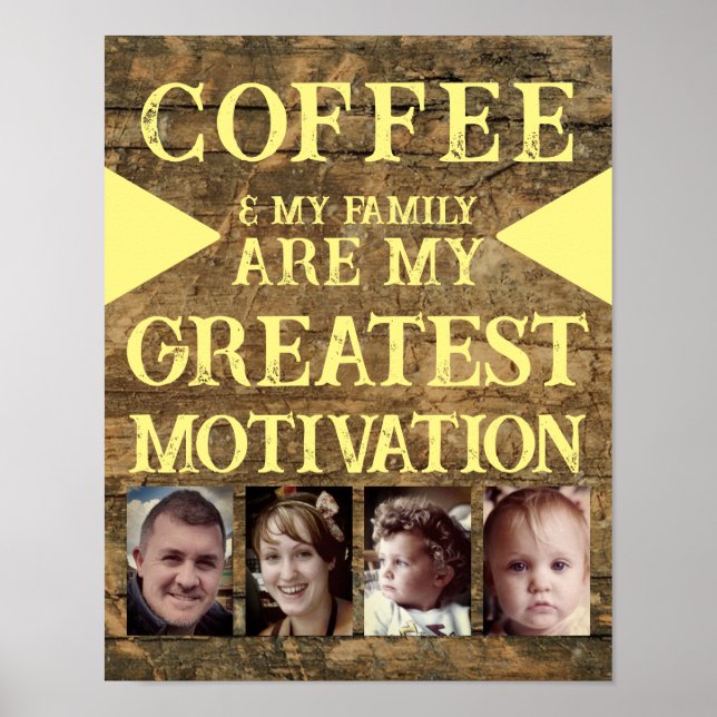 Motivation Kaffeegenfamilie 4 Foto braun gelb Poster (Vorne)
