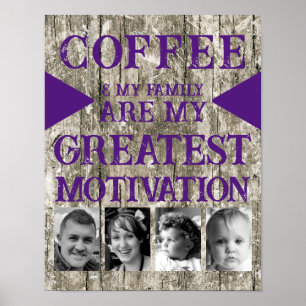 Motivation Kaffeegenfamilie 4 Foto grau lila Poster