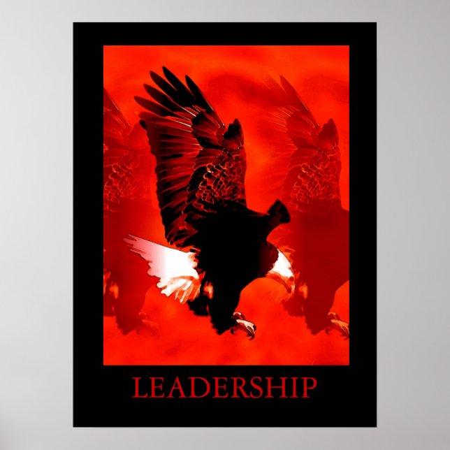 Motivation Leadership Black Red Eagle Poster (Devant)