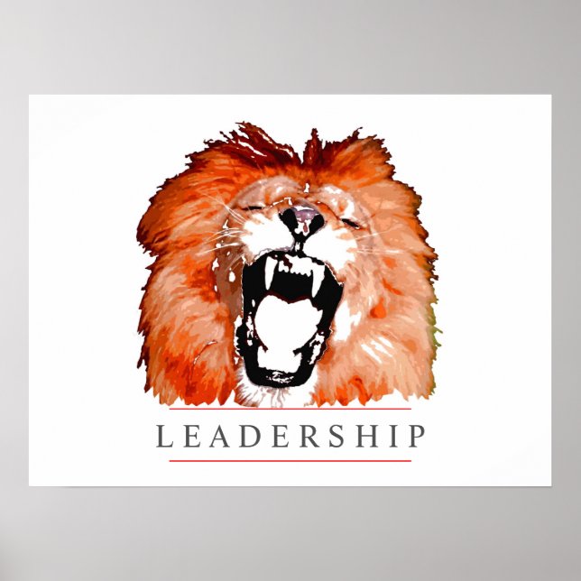 Motivation Leadership Lion Pop Art Poster Imprimer (Devant)