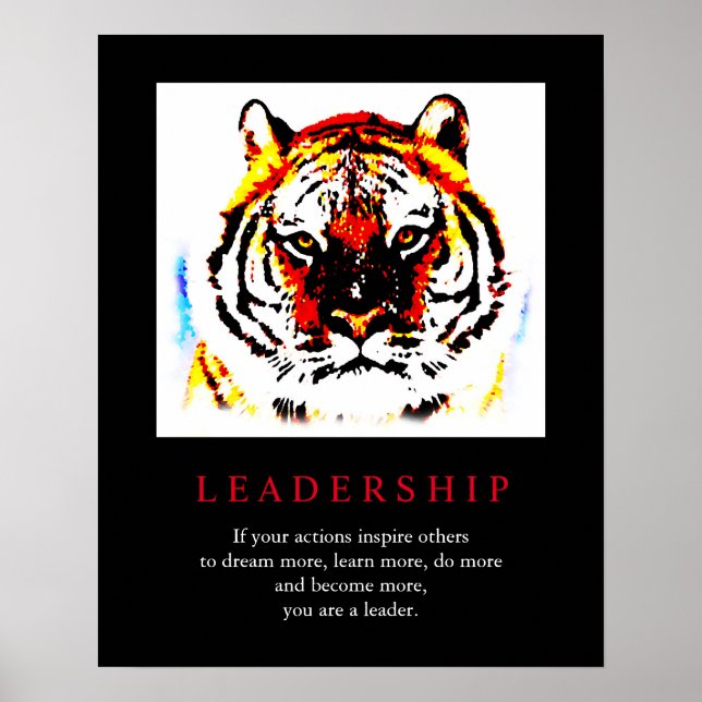 Motivation Leadership Pop Art Tiger Poster (Devant)