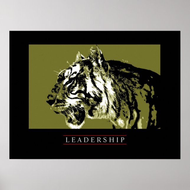 Motivation Leadership Tiger Face Poster Imprimer (Devant)