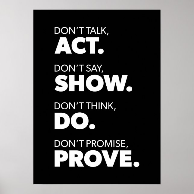 Motivation - Reden Sie nicht, handeln - Erfolg Poster (Vorne)