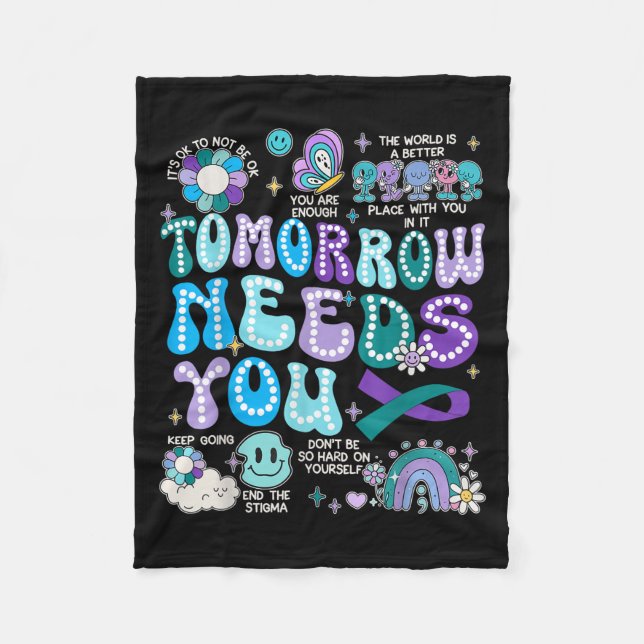 Motivation Ribbon Suicide Prevention Awarenes Wome Fleecedecke (Vorderseite)