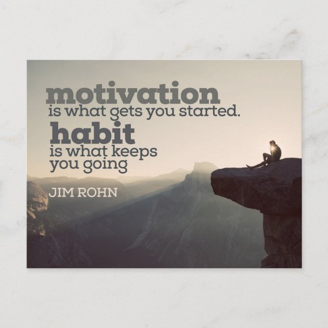 Motivation und Habit von Jim Rohn Postkarte (Vorderseite)