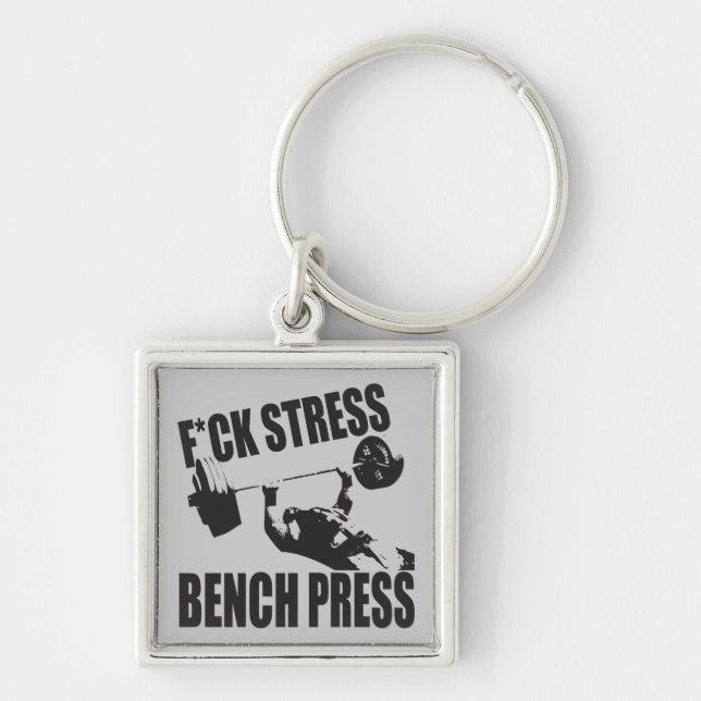 Motivation zum Anheben - F*CK-Stress, Drucktaste Schlüsselanhänger (Vorne)