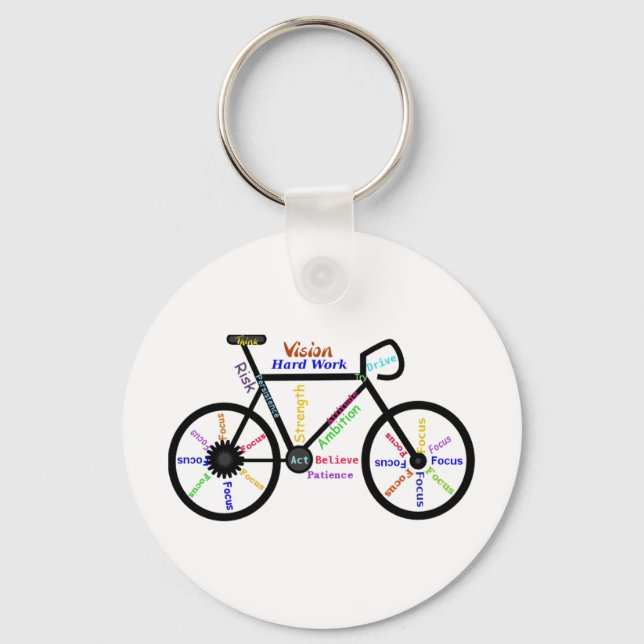 Motivational Bike, Cycle, Biking, Sport Words Schlüsselanhänger (Vorderseite)