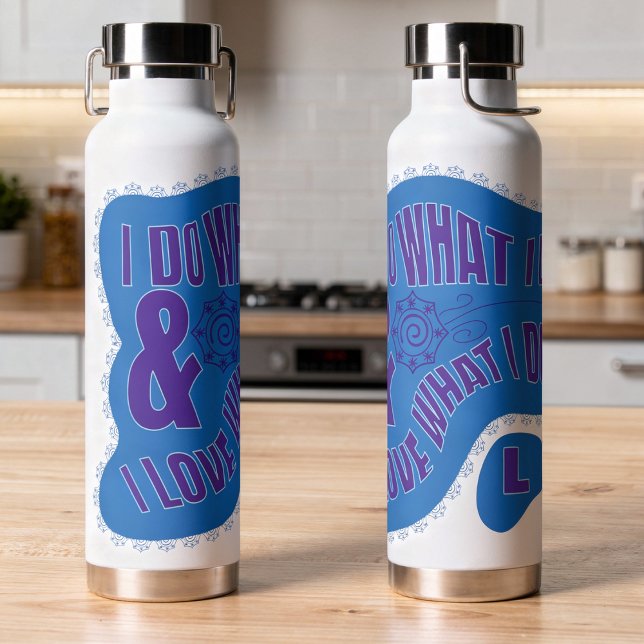 Motivational Blue Retro Star Style  Trinkflasche (Bold blue & purple personal statement bottle is perfect for sharing your thoughts. Custom initial)