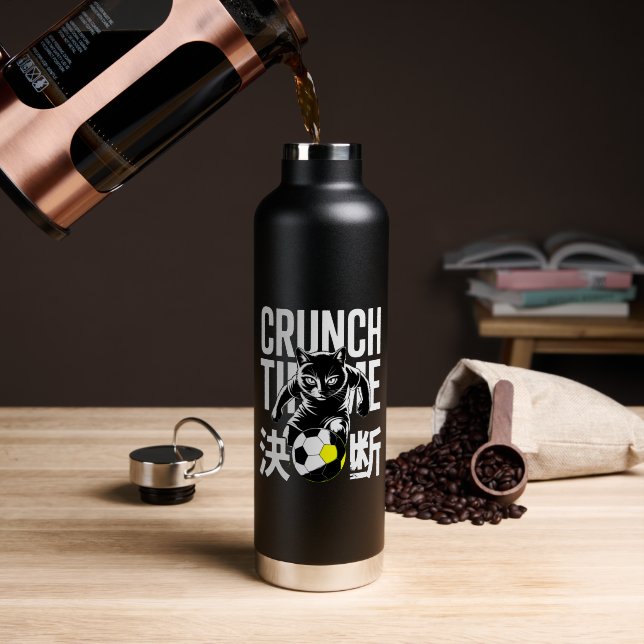 Motivational Crunch Time Soccer Cat For Athletes  Trinkflasche (Kaffee (gedreht))