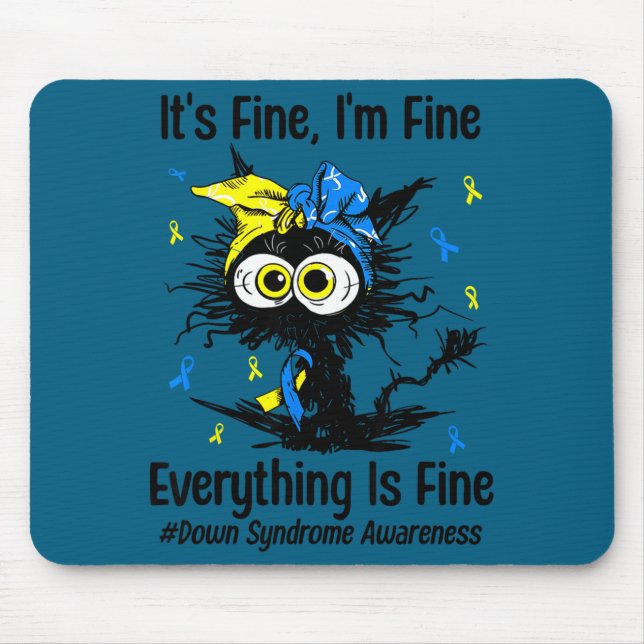 Motivational down syndrome awareness cat t21 mousepad (Vorne)