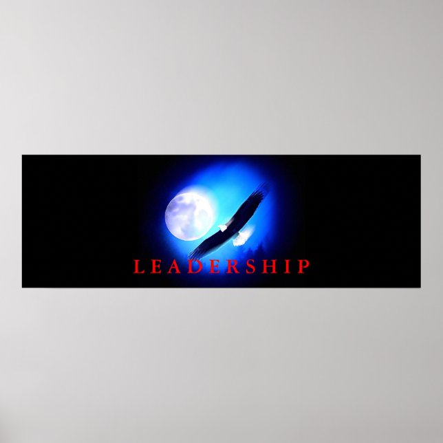 Motivational Leadership Flying Eagle Blue Poster (Devant)