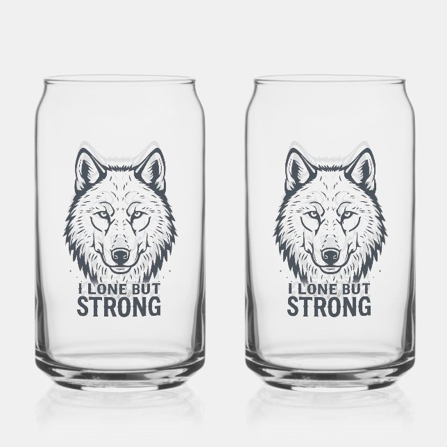 Motivational "Lone But Strong" Lone Wolf Dosenglas (Vorderseite)