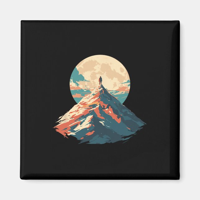 Motivational Mountain Peak Climbing Design - Natur Magnet (Vorne)