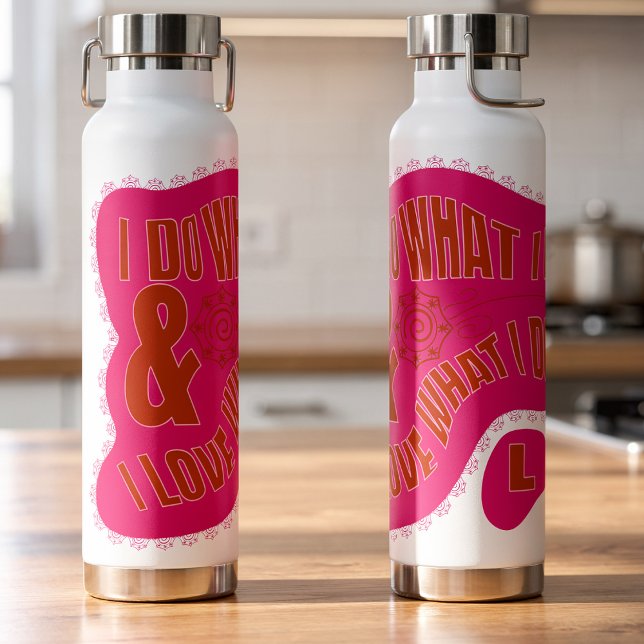 Motivational Pink Retro Star Style  Trinkflasche (Bold pink & brown personal statement bottle is perfect for sharing your thoughts. Custom initial)