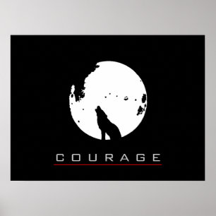 Motivational Pop Art Courage Wolf Poster Imprimer
