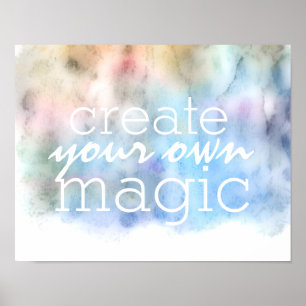 motivational quote poster on blue watercolor