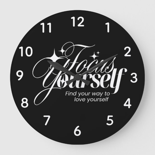 Motivational Self-Love Wall Clock  Große Wanduhr (Vorderseite)