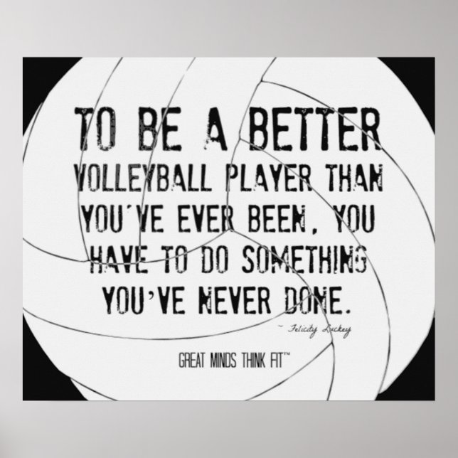 Motivational Volleyball Print 007 Black and White Poster (Vorne)