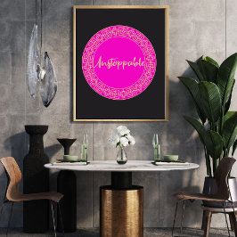 Motivational Wall Art for Women Pink & Black Poster