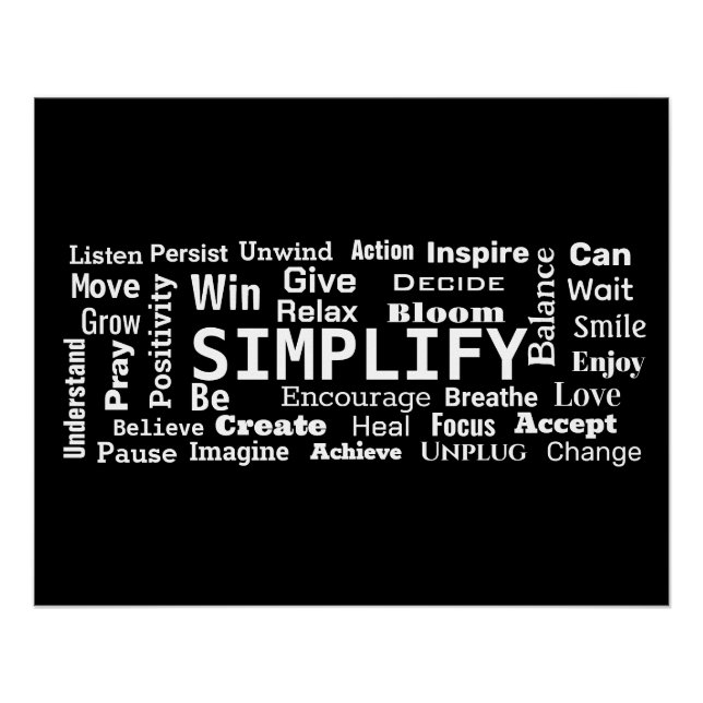 Motivational Word Cloud On Black Poster (Vorderseite)