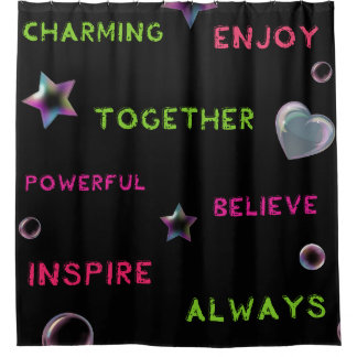 Motivational Words and Neon Shapes Duschvorhang