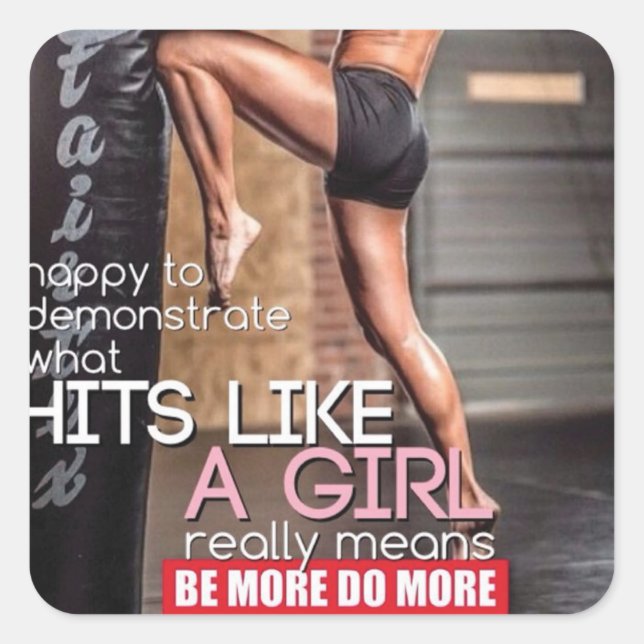 Motivationales Fitness Gym Quadratischer Aufkleber (Vorderseite)