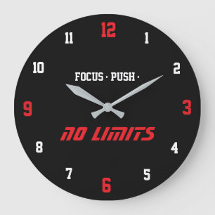 Motivations-Fitness-Wanduhr Schwarz Große Wanduhr