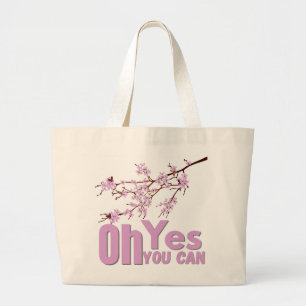Motivations-Zitat-Tasche - Florale Zweig-Illustrat Jumbo Stoffbeutel