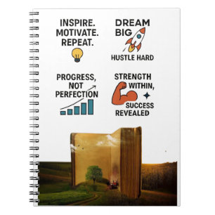 "Motivationszitate Notizbuch – Träume groß, arbeit Notizblock