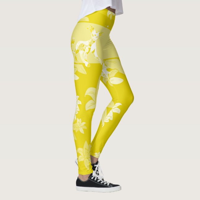 Motive Japanische Katze & Chrysanthemen Leggings (Rechts)
