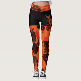 Motive Japanische Katze & Chrysanthemen Leggings