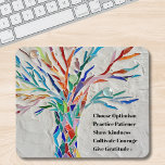 Motivierend Angebotsstruktur Mousepad<br><div class="desc">Dieses dekorative Mauspad verfügt über einen Mosaikbaum in Regenbogenfarben und ein inspirierend Zitat. Weil wir unsere eigenen Kunstwerke erstellen,  werden Sie dieses exakte Bild von anderen Designern nicht finden. Original Mosaik © Michele Davies. Original Zitat © Michele Davies.</div>