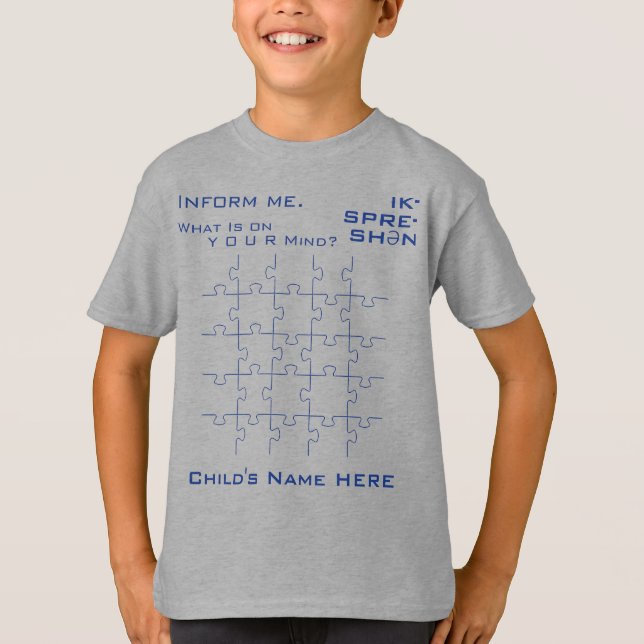 Motivierend Autismus-Bewusstsein, Blue-Jigsaw-Puzz T-Shirt (Vorderseite)