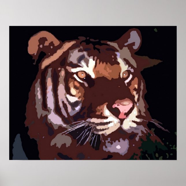 Motivierend Blacklight Tiger Eyes Poster drucken (Vorne)