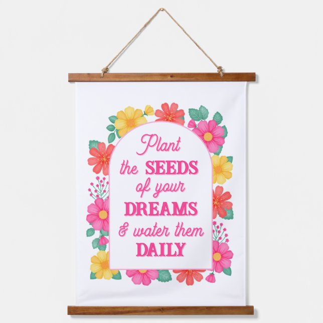 Motivierend Blumenbogen mit Inspiration Wandteppich Mit Holzrahmen (Vorderseite)