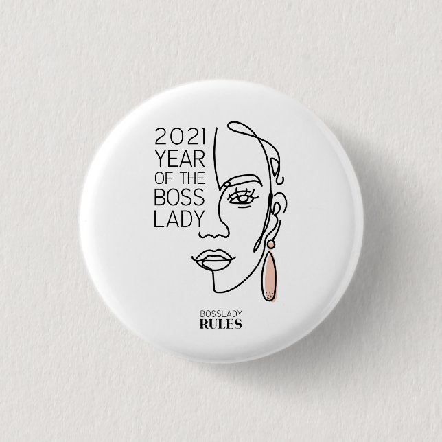 Motivierend Boss Lady Line Art Typografie Button (Vorderseite)