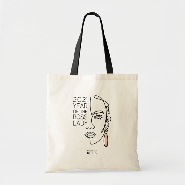 Motivierend Boss Lady Line Art Typografie Tragetasche (Vorne)