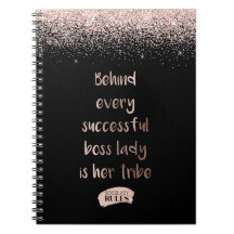 Motivierend Boss Lady Rose Gold Glitzer Black
